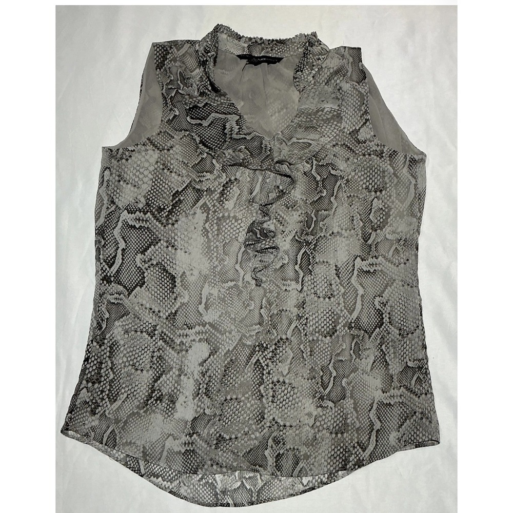 White House Black Market Blouse Womens 8 Gray Reptile Pattern